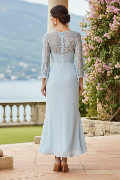 Elegant Lace Wrap-Style High-Low Dress