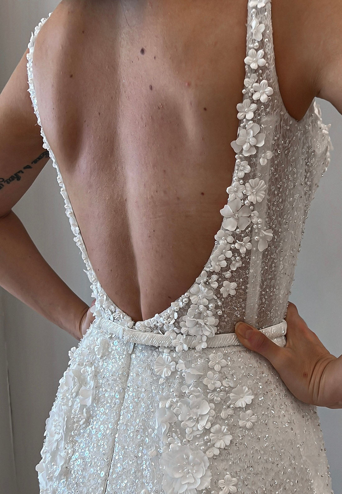 3D Floral Sequin Mermaid Wedding Dress