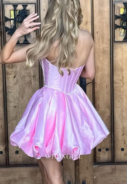 Strapless Sweetheart Corset Bubble Skirt Mini Dress