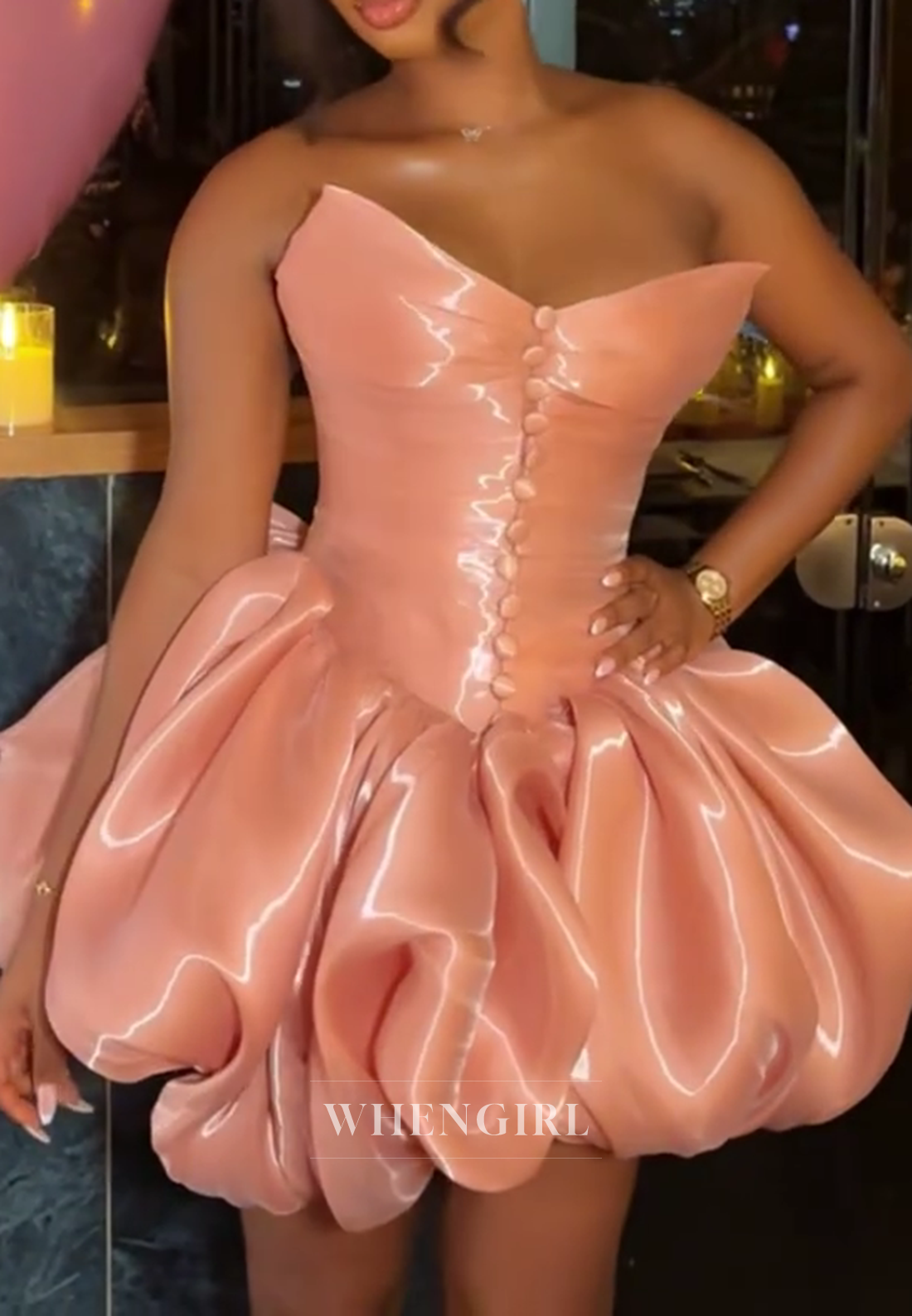 Strapless Sweetheart Corset Bubble Skirt Mini Dress