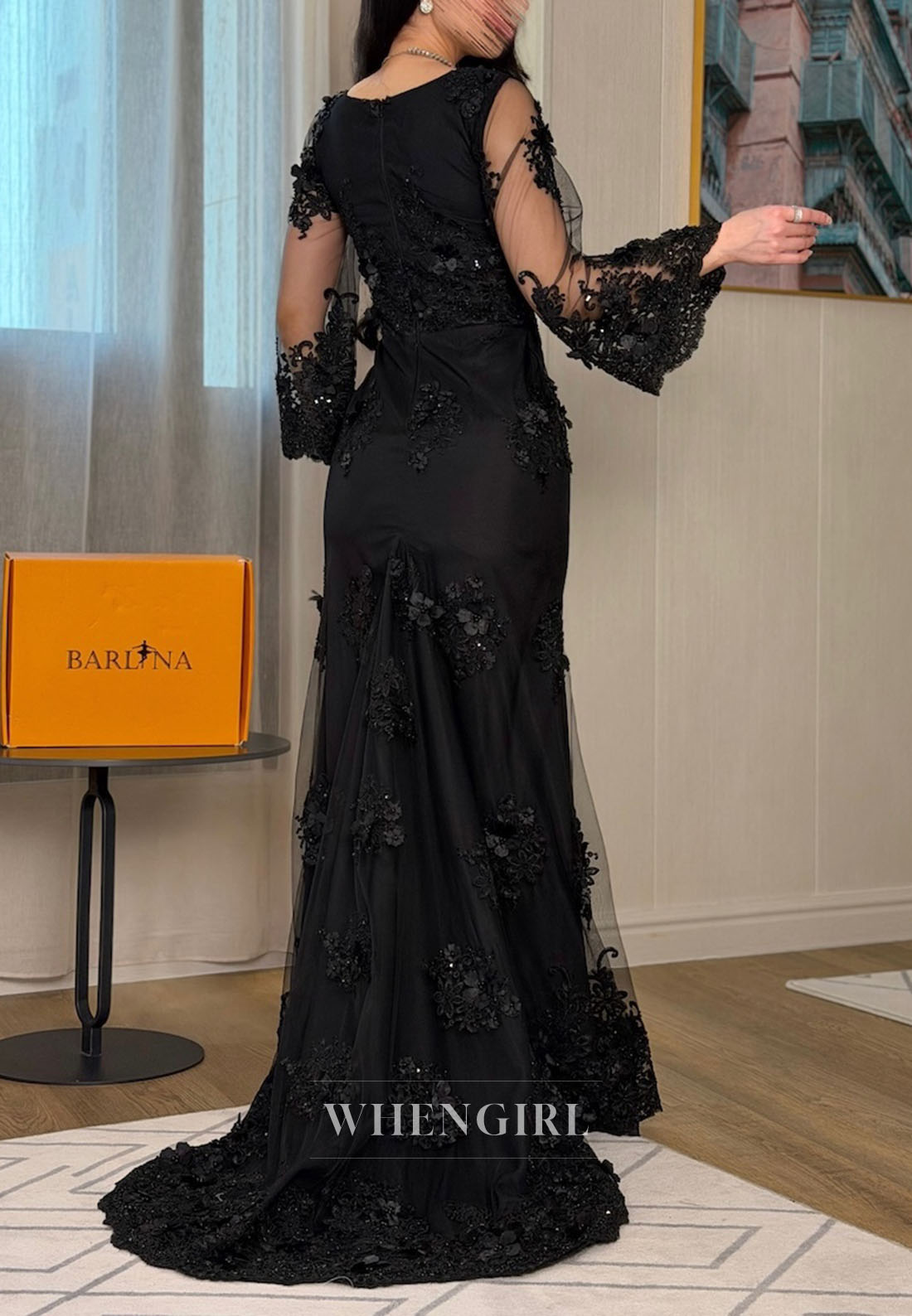 Embellished Mermaid Evening Gown with Train
