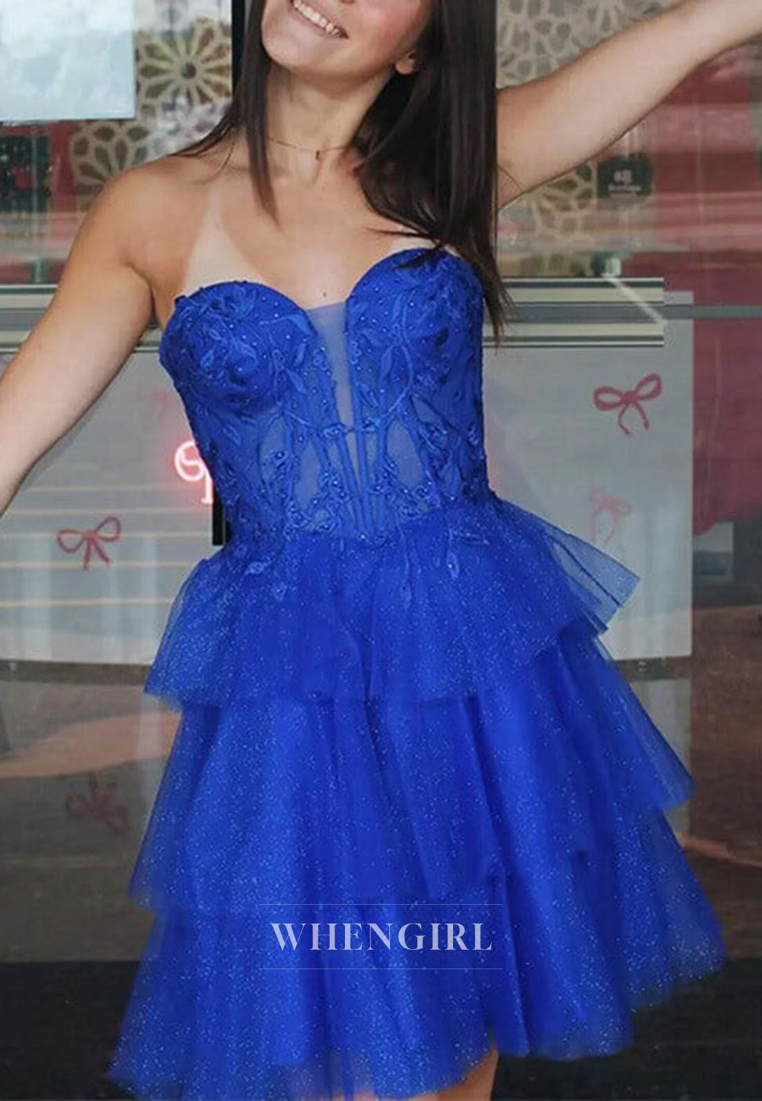 Glitter Tiered Corset A-Line Homecoming Dress