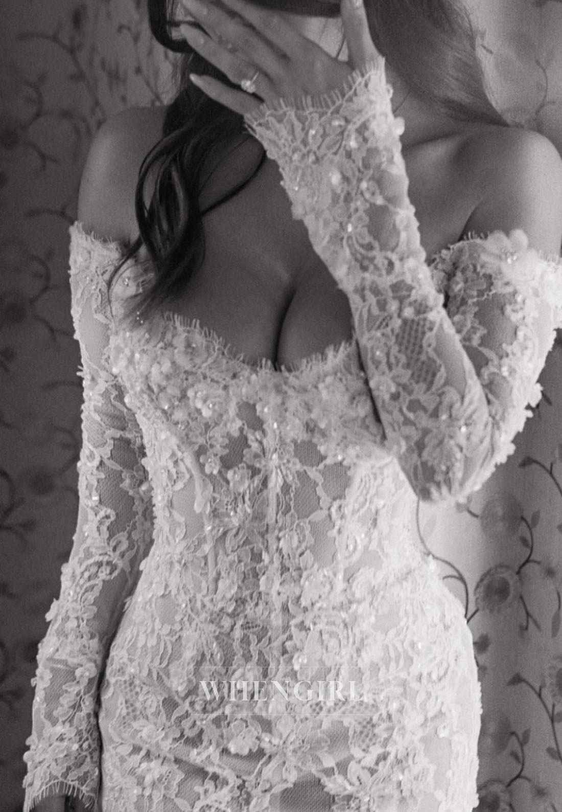 Off-Shoulder Lace Mermaid Wedding Dress