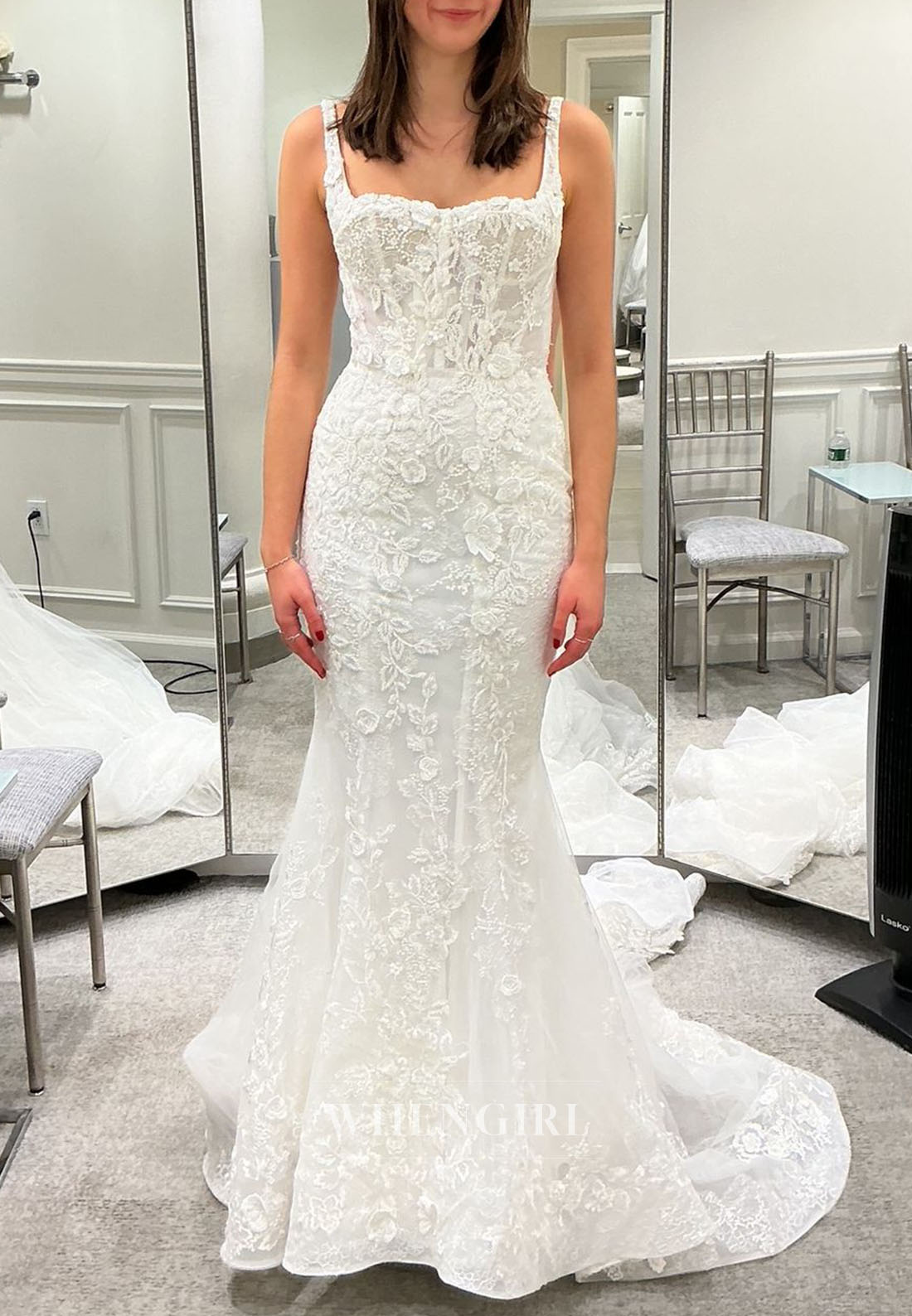 Lace Wedding Dress with Overskirt