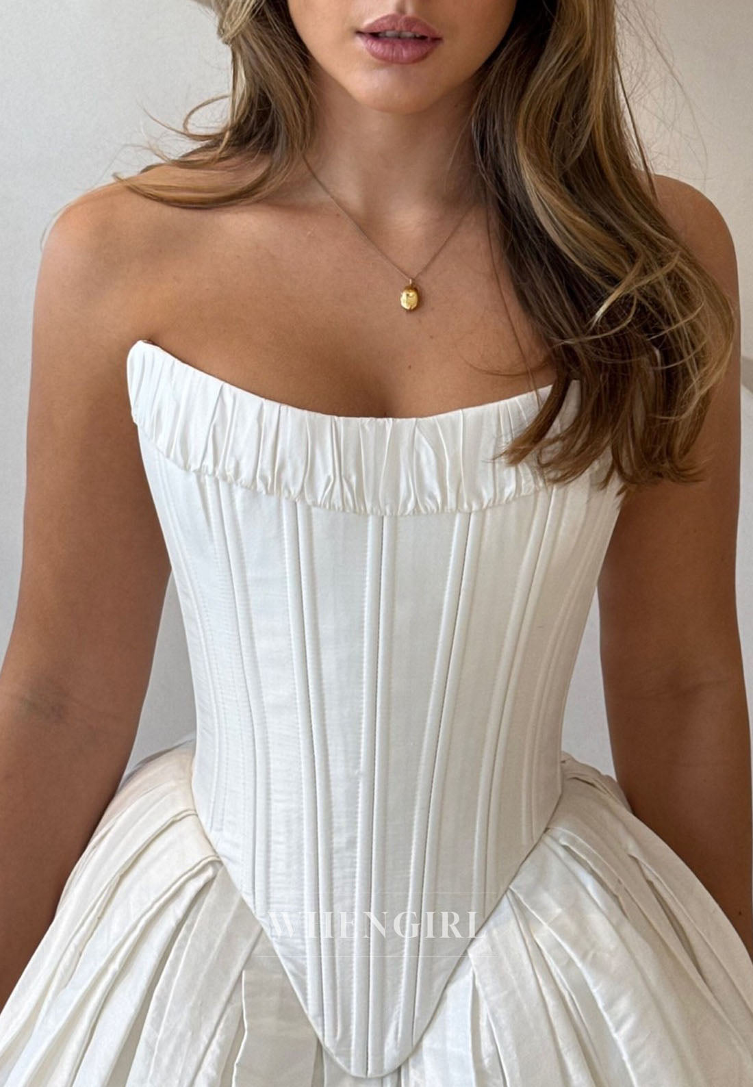 Off-The-Shoulder Corset Ball Gown Wedding Dress