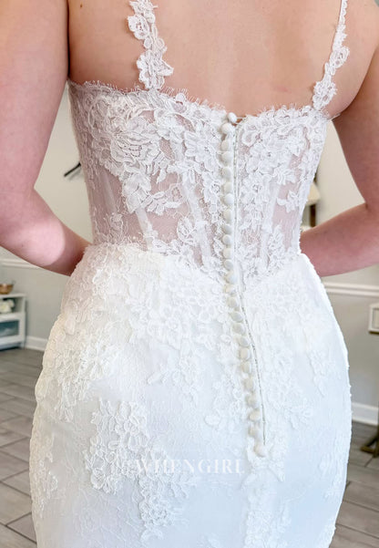 Lace Applique Mermaid Wedding Dress with Corset