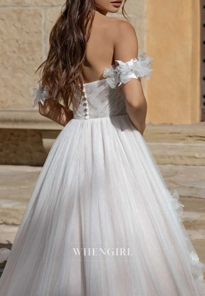 3D Floral Off-the-Shoulder Tulle Ball Gown