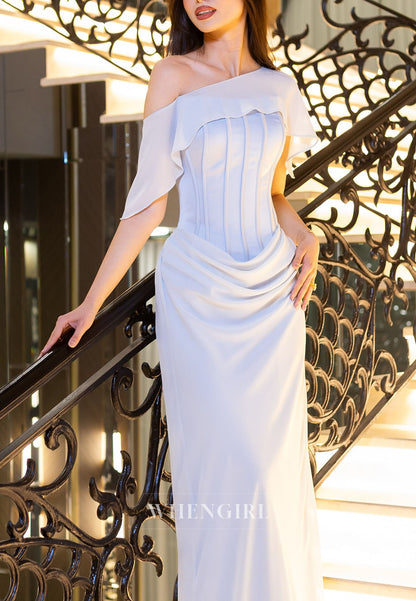 One-Shoulder Corset Gown with Draped Waist