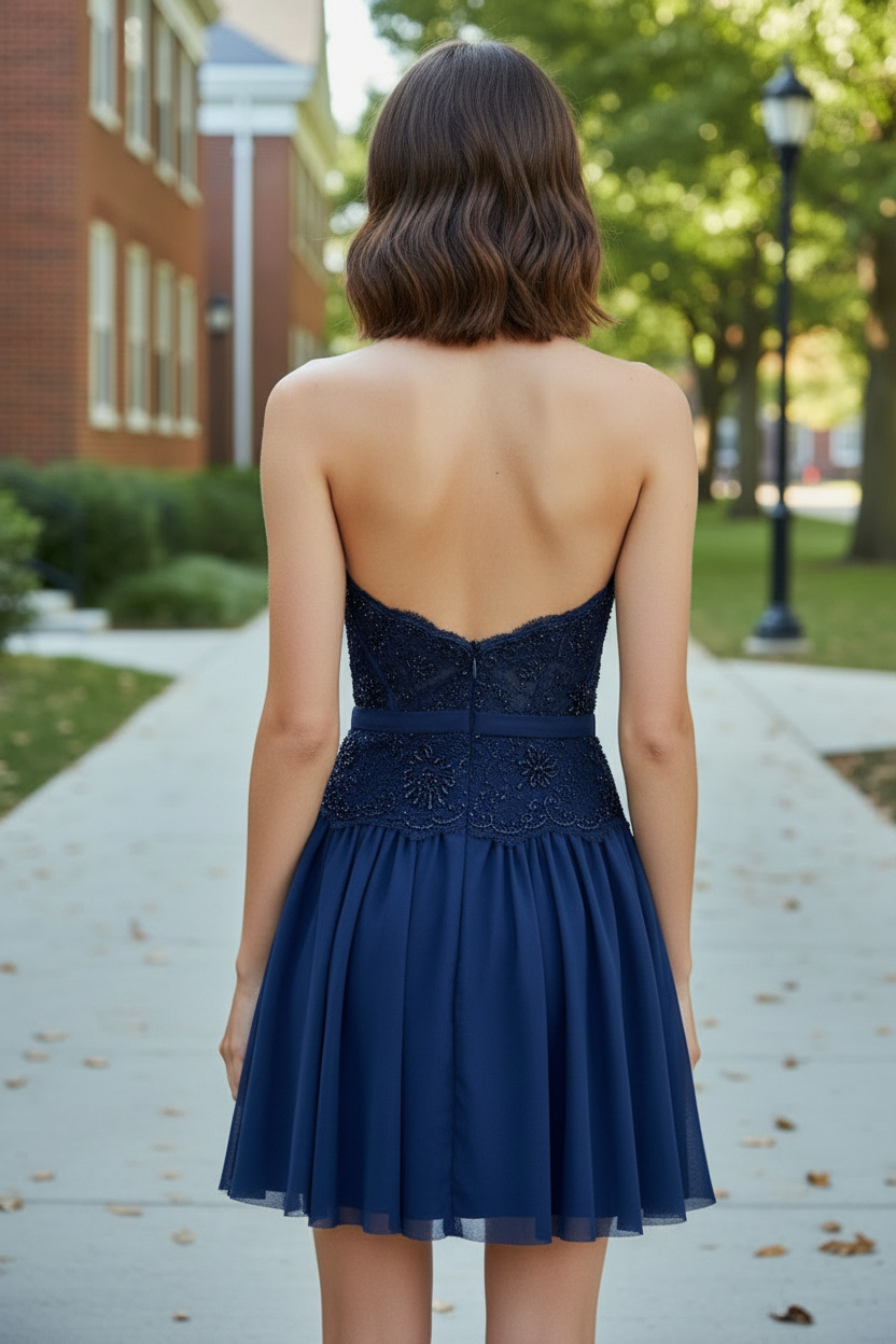 Halter Deep V-Neck Beaded Corset Short Dress