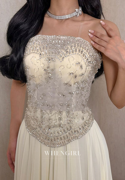 Strapless Beaded Corset Floor-Length Evening Dress