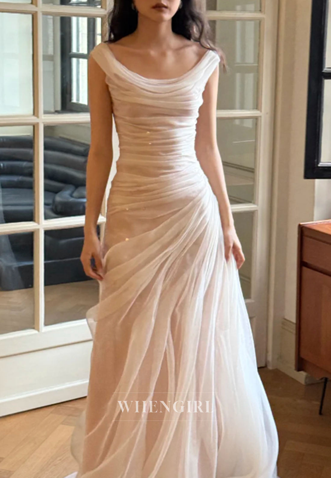 Romantic Ruched Off-the-Shoulder Bridal Gown