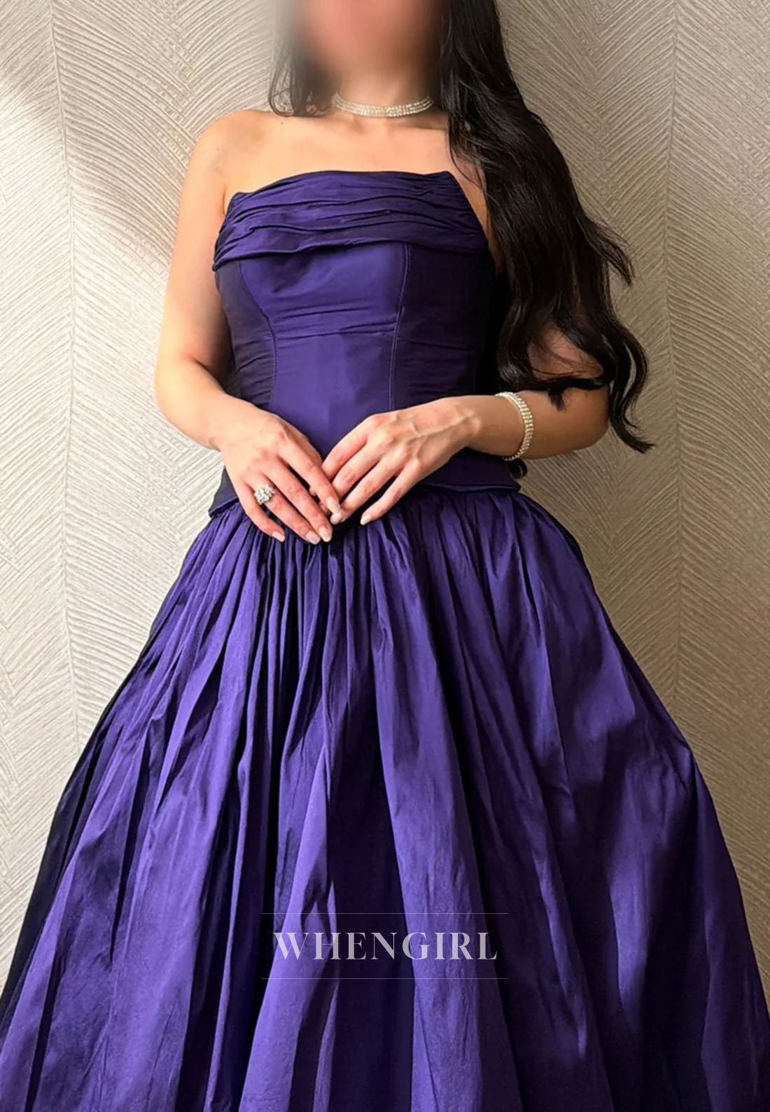 Strapless Basqued Bodice Pleated Ball Gown