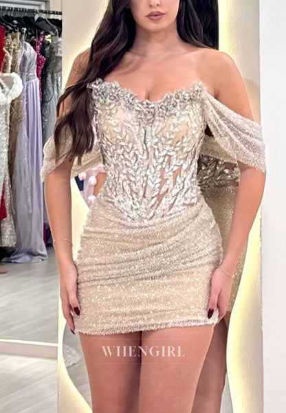 Off-the-Shoulder Beaded Corset Homecoming Dress
