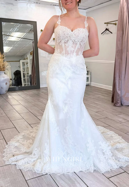 Lace Applique Mermaid Wedding Dress with Corset