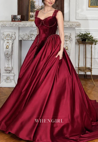 Corset Ball Gown with Beaded Velvet Bodice