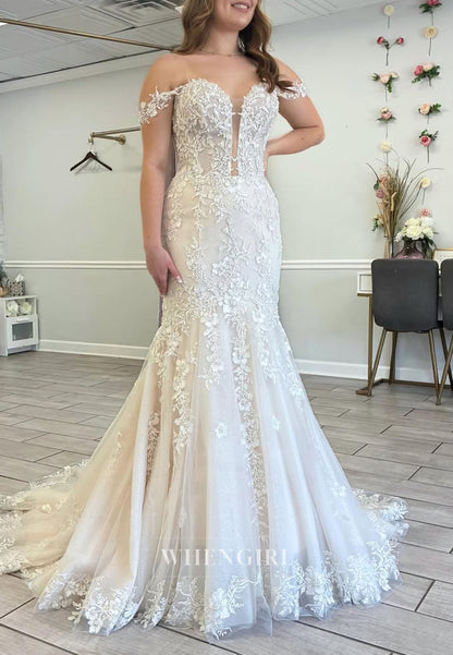Lace Mermaid Wedding Dress with Plunging Bodice