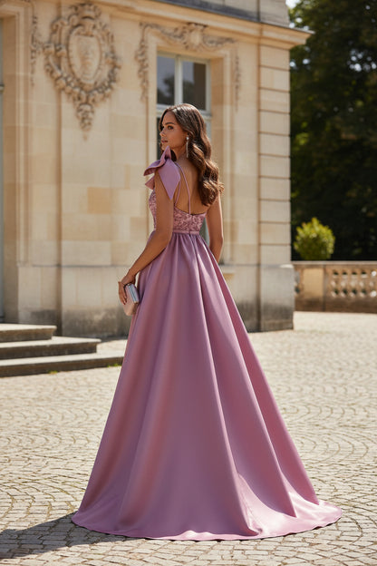 One-Shoulder Sequin Mermaid Gown with Detachable Train