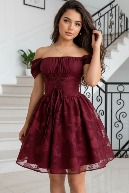 Corset Off-the-Shoulder Organza Homecoming Dress
