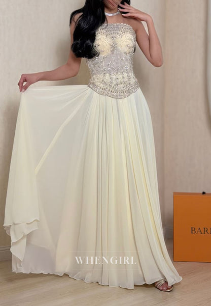 Strapless Beaded Corset Floor-Length Evening Dress