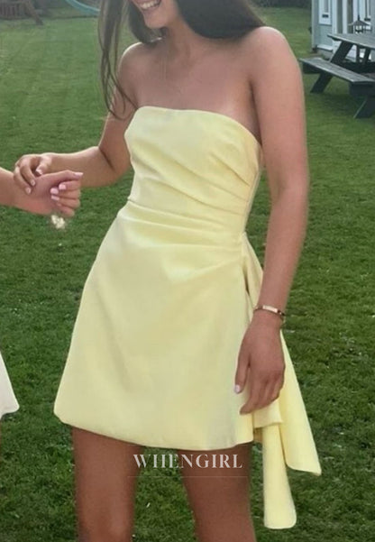 Strapless Mini Dress with Asymmetrical Side Drape Sash