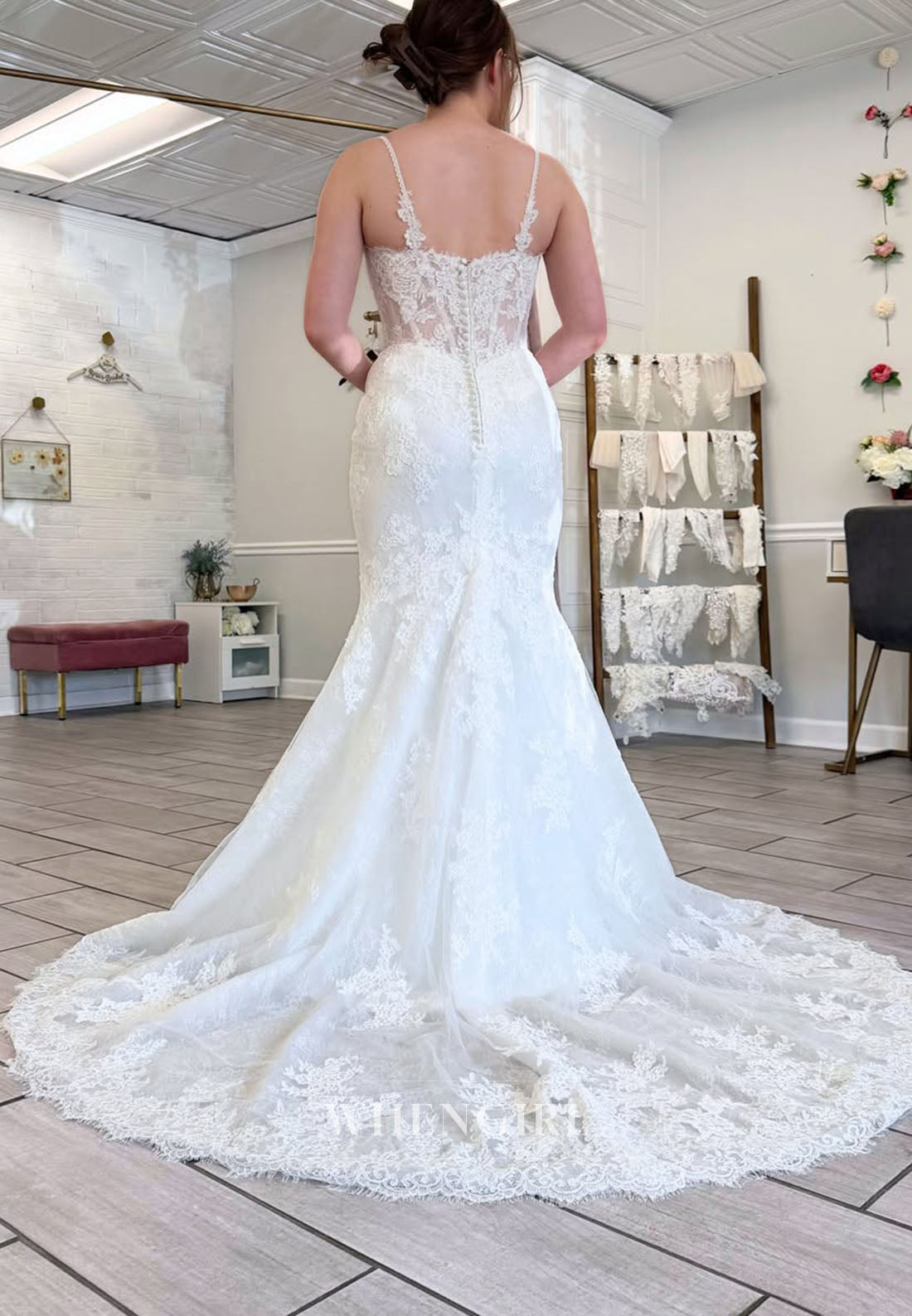 Lace Applique Mermaid Wedding Dress with Corset