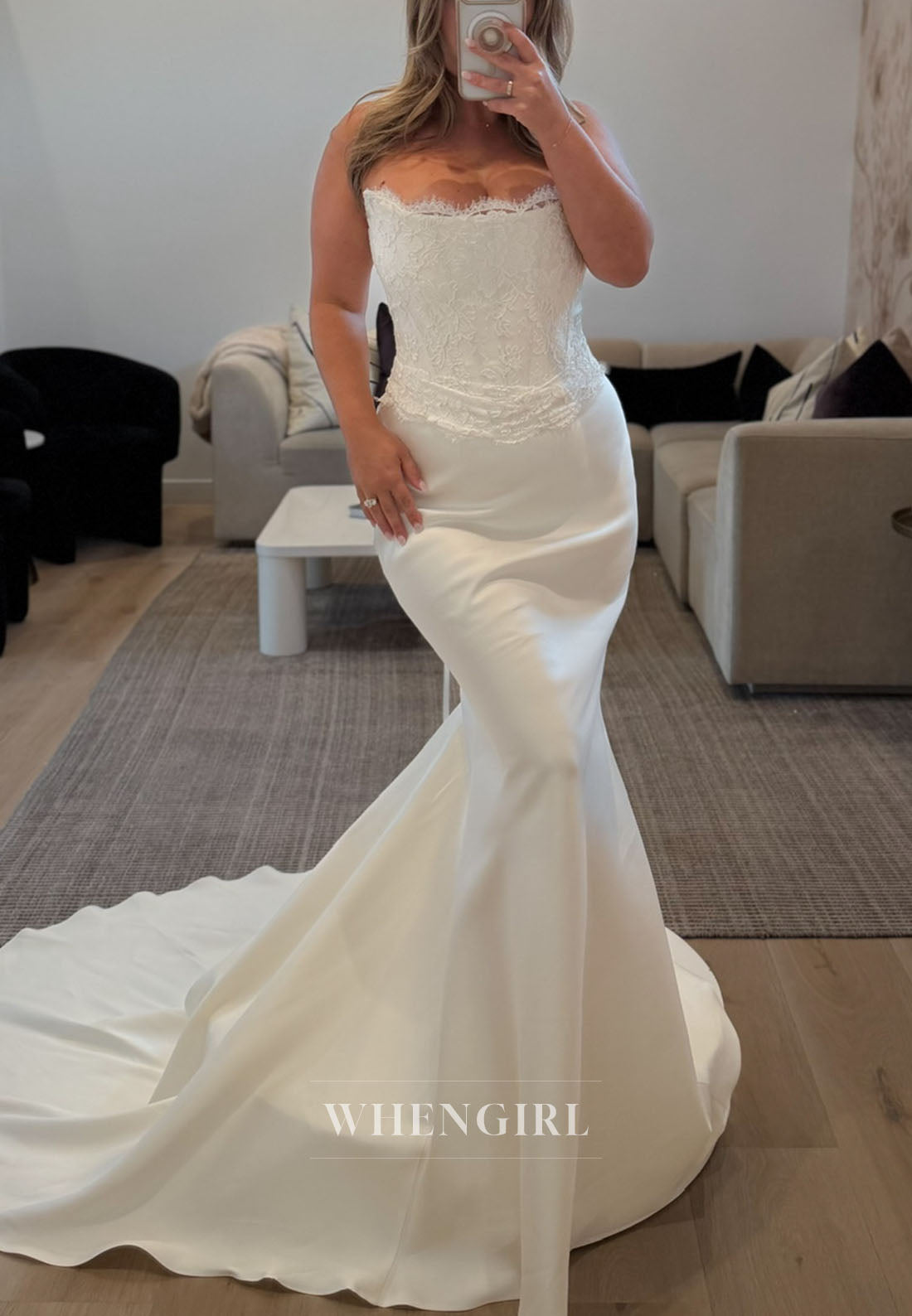 Lace Corset Strapless Mermaid Wedding Gown