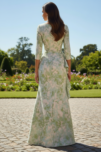 Asymmetrical Jacquard Mother of the Bride Dress