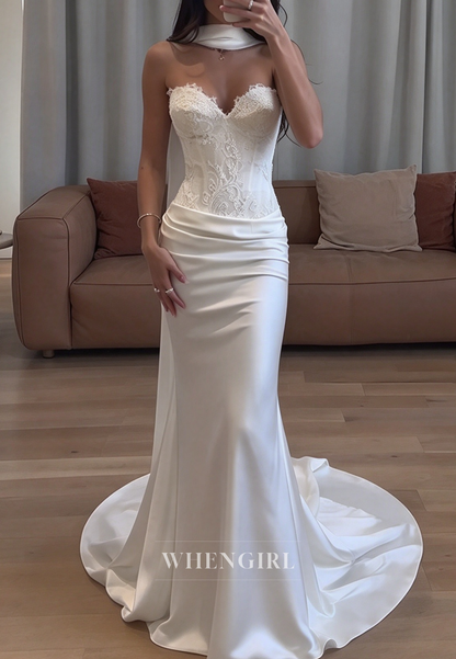 Lace Corset Mermaid Gown with Scarf