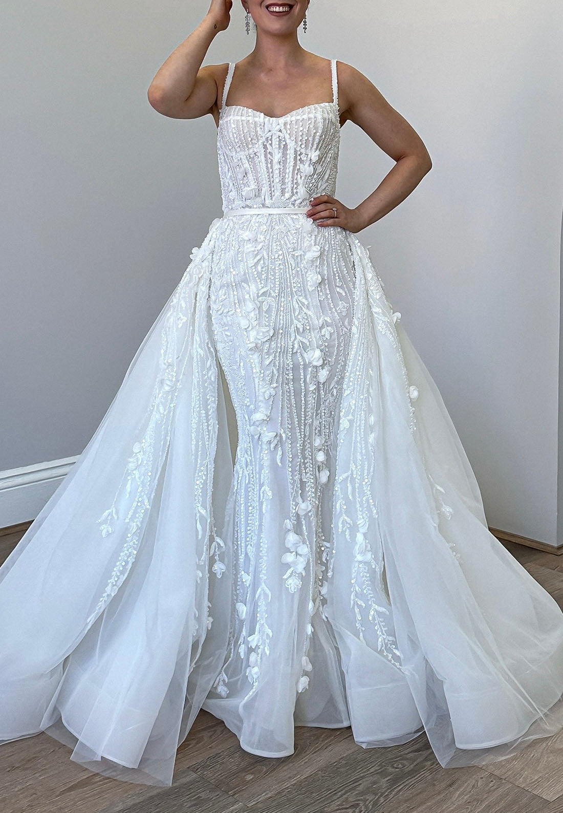 Beaded Mermaid Wedding Dress with Overskirt