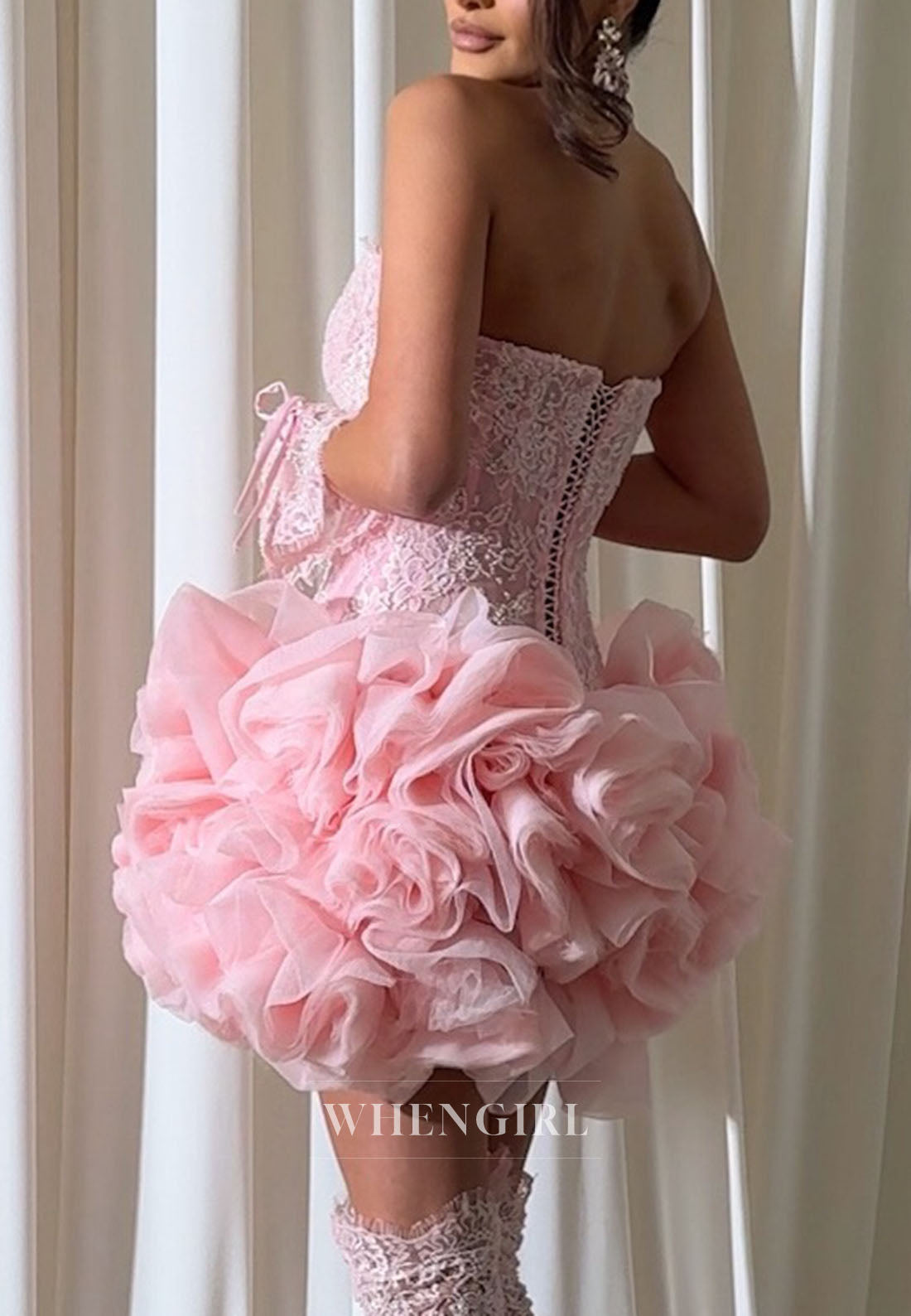 Sweetheart Lace Corset Ruffled Mini Dress