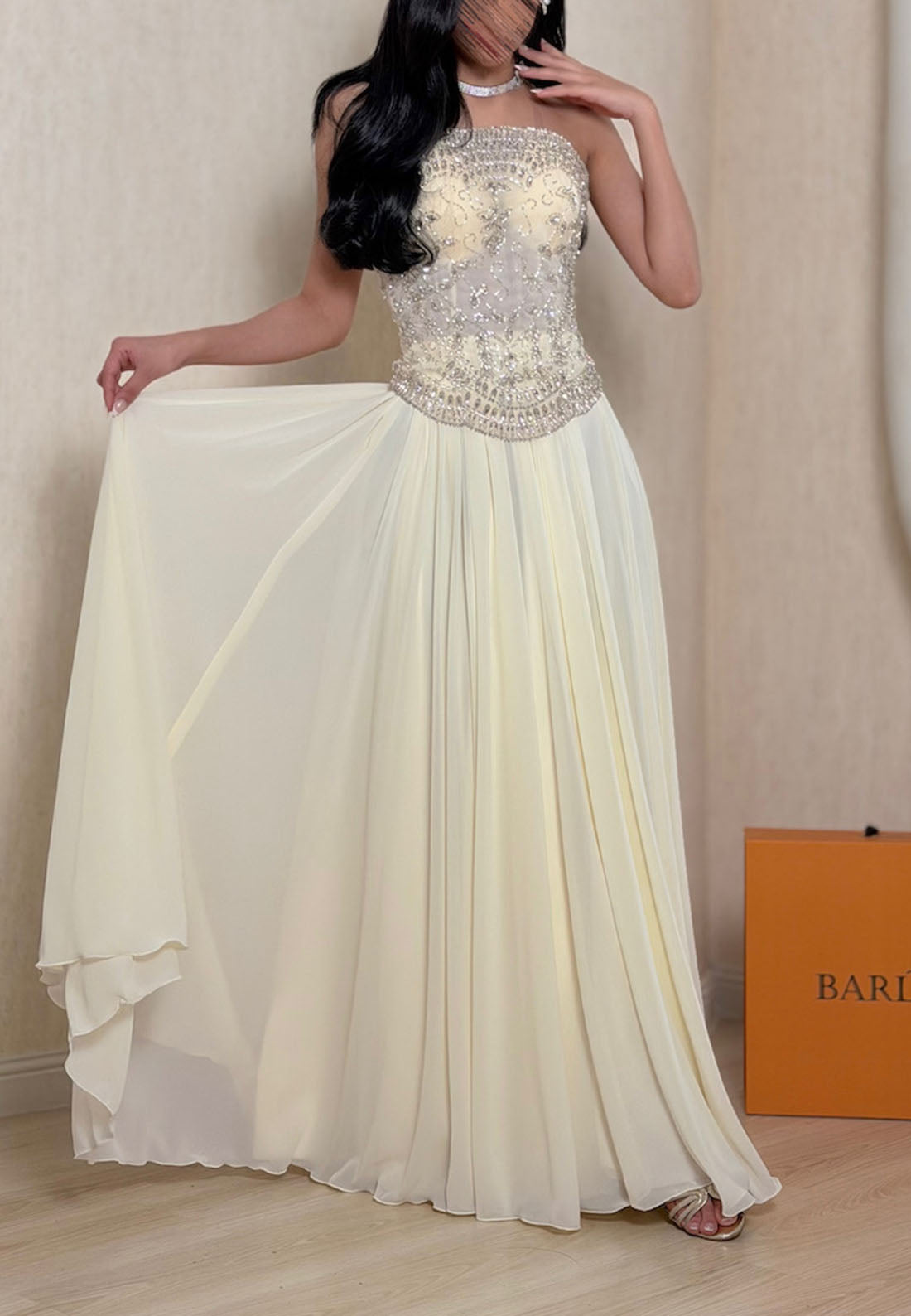 Strapless Beaded Corset Evening Gown