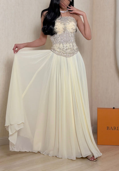 Strapless Beaded Corset Evening Gown
