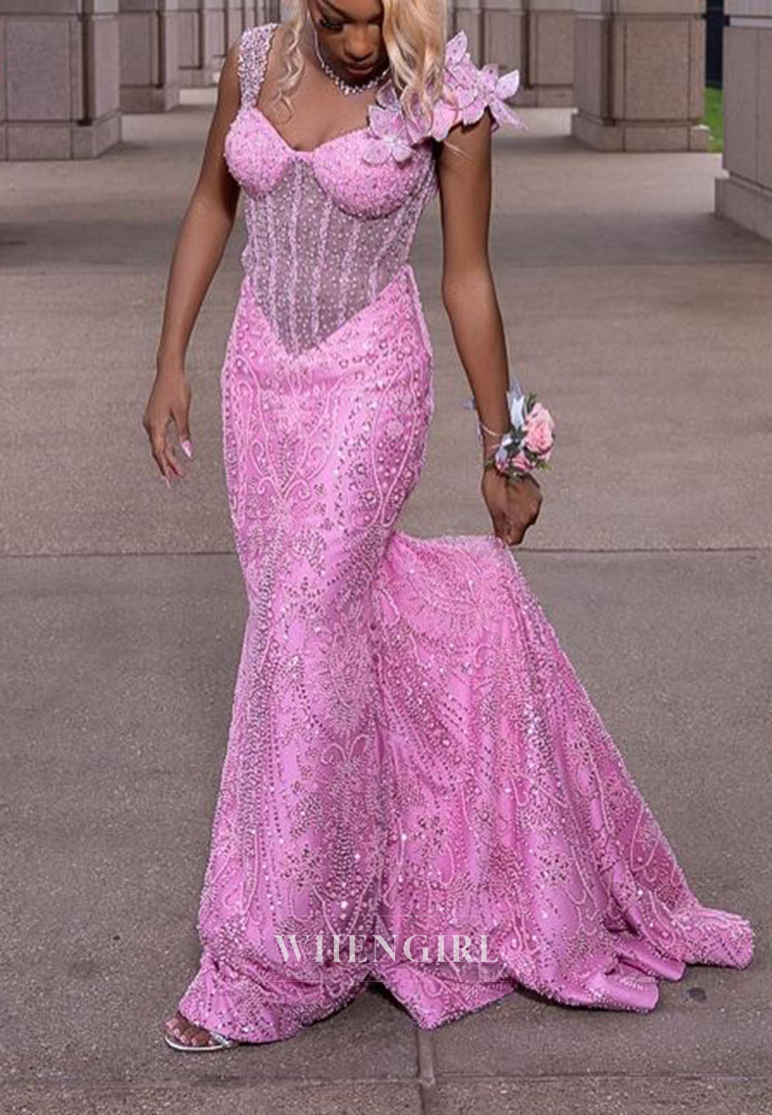 Embellished Mermaid Gown with Corset Bodice