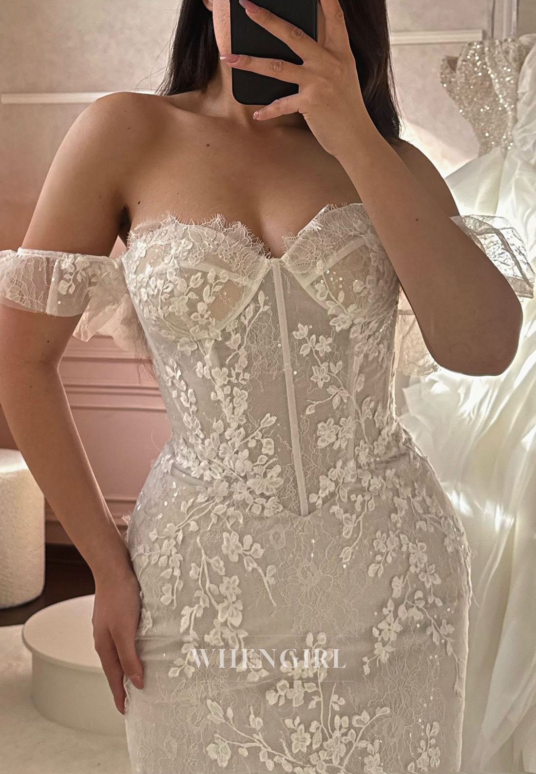 Corset Mermaid Wedding Dress with Floral Lace