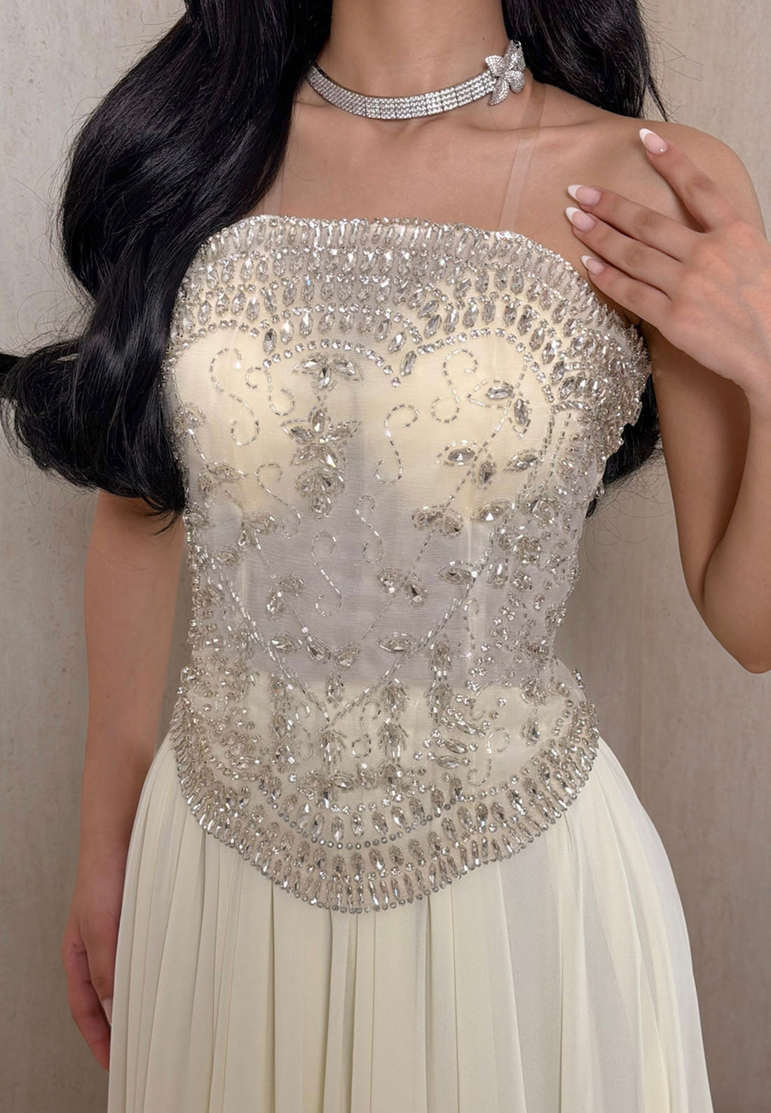 Strapless Beaded Corset Evening Gown