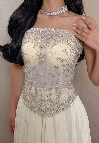 Strapless Beaded Corset Evening Gown