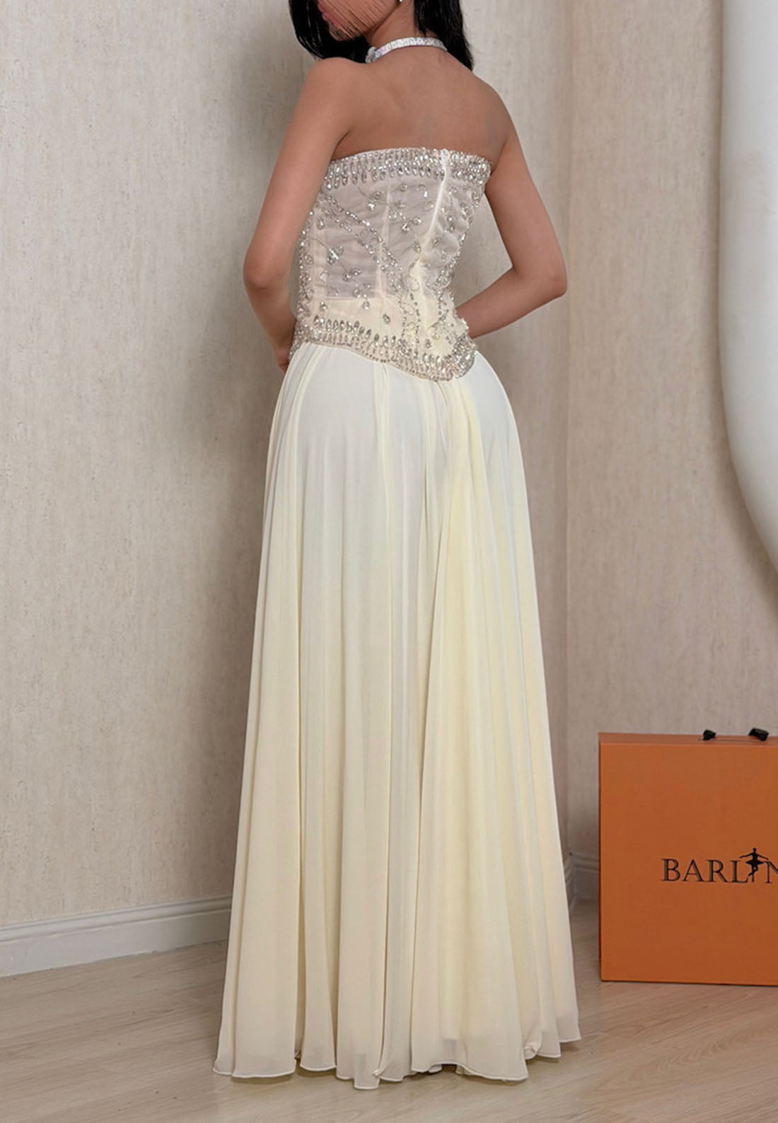 Strapless Beaded Corset Evening Gown