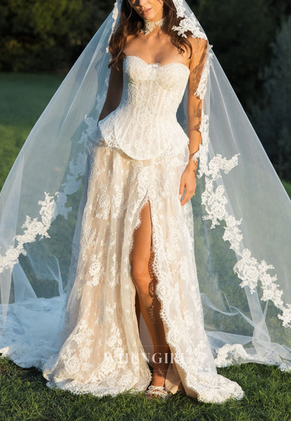 Strapless Corset Lace Wedding Dress