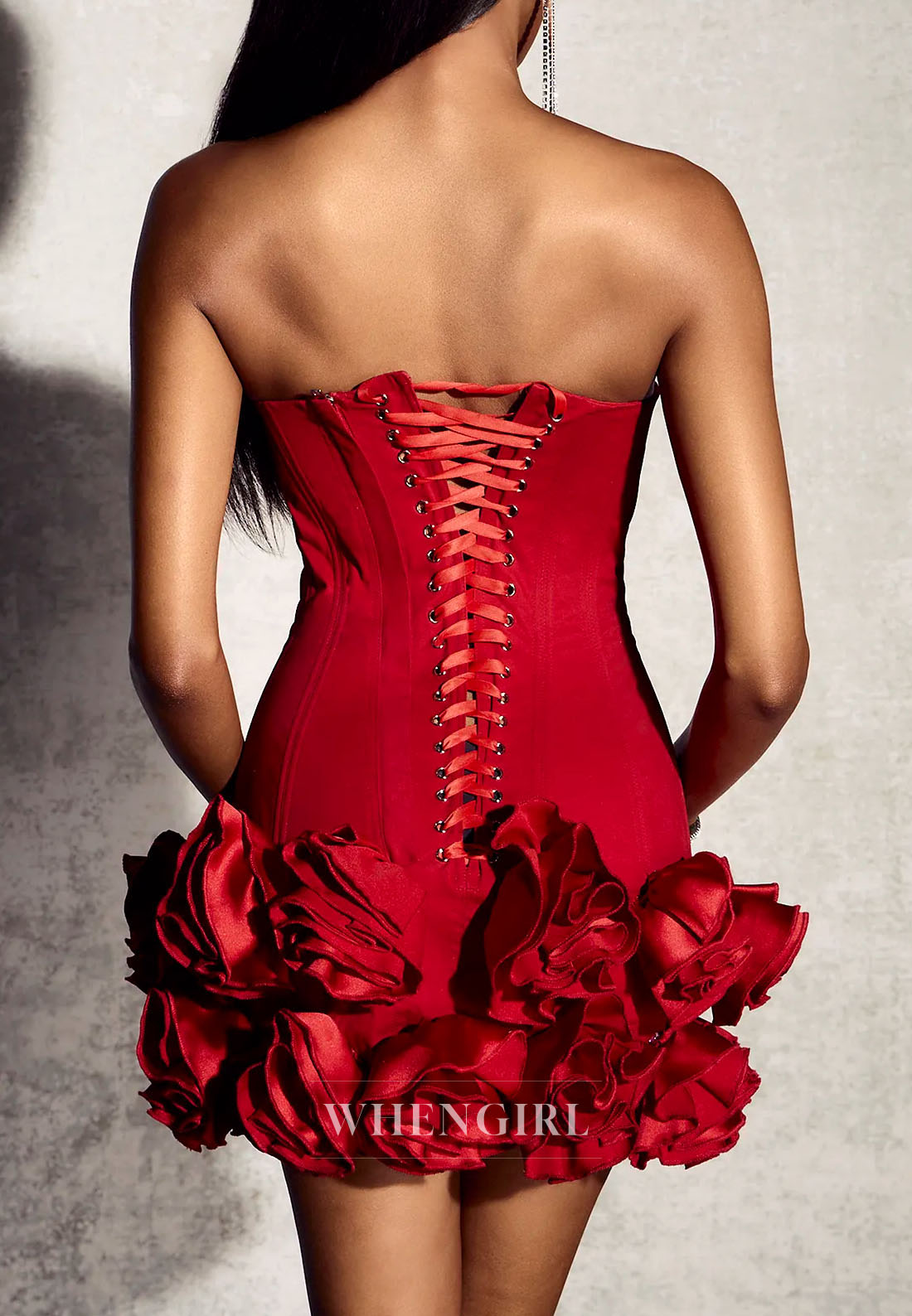 Strapless Corset Mini Dress with Ruffled Floral Skirt