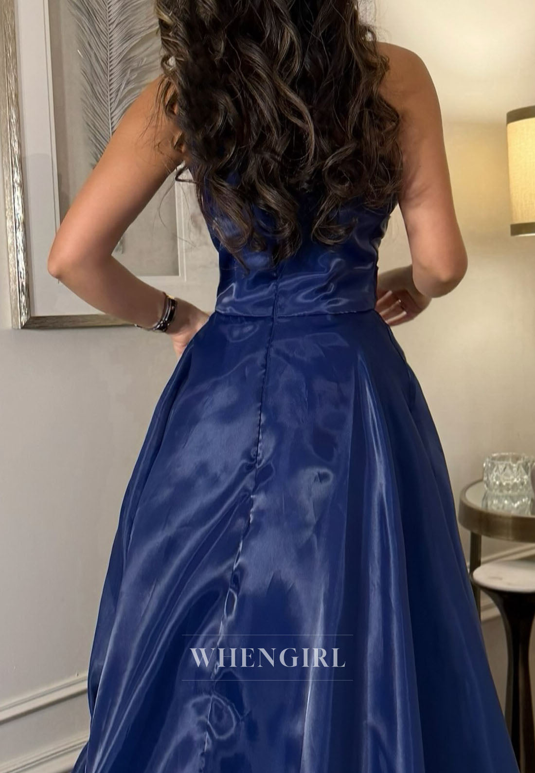 Strapless Ruched Gown with Cascading Ruffle