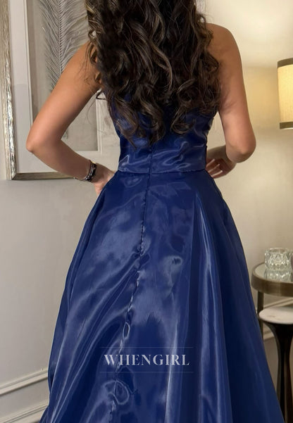 Strapless Ruched Gown with Cascading Ruffle