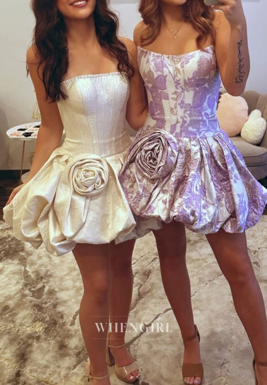 Strapless Corset Bubble Skirt Mini Dress