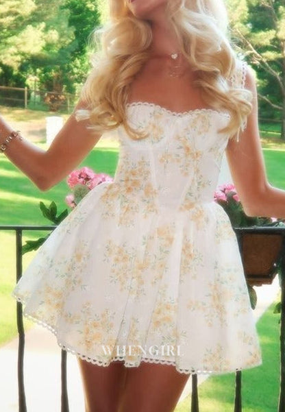 Floral Corset A-Line Mini Dress