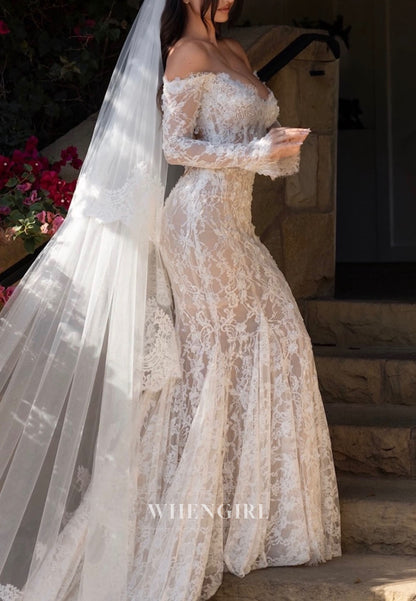 Off-Shoulder Lace Mermaid Wedding Dress