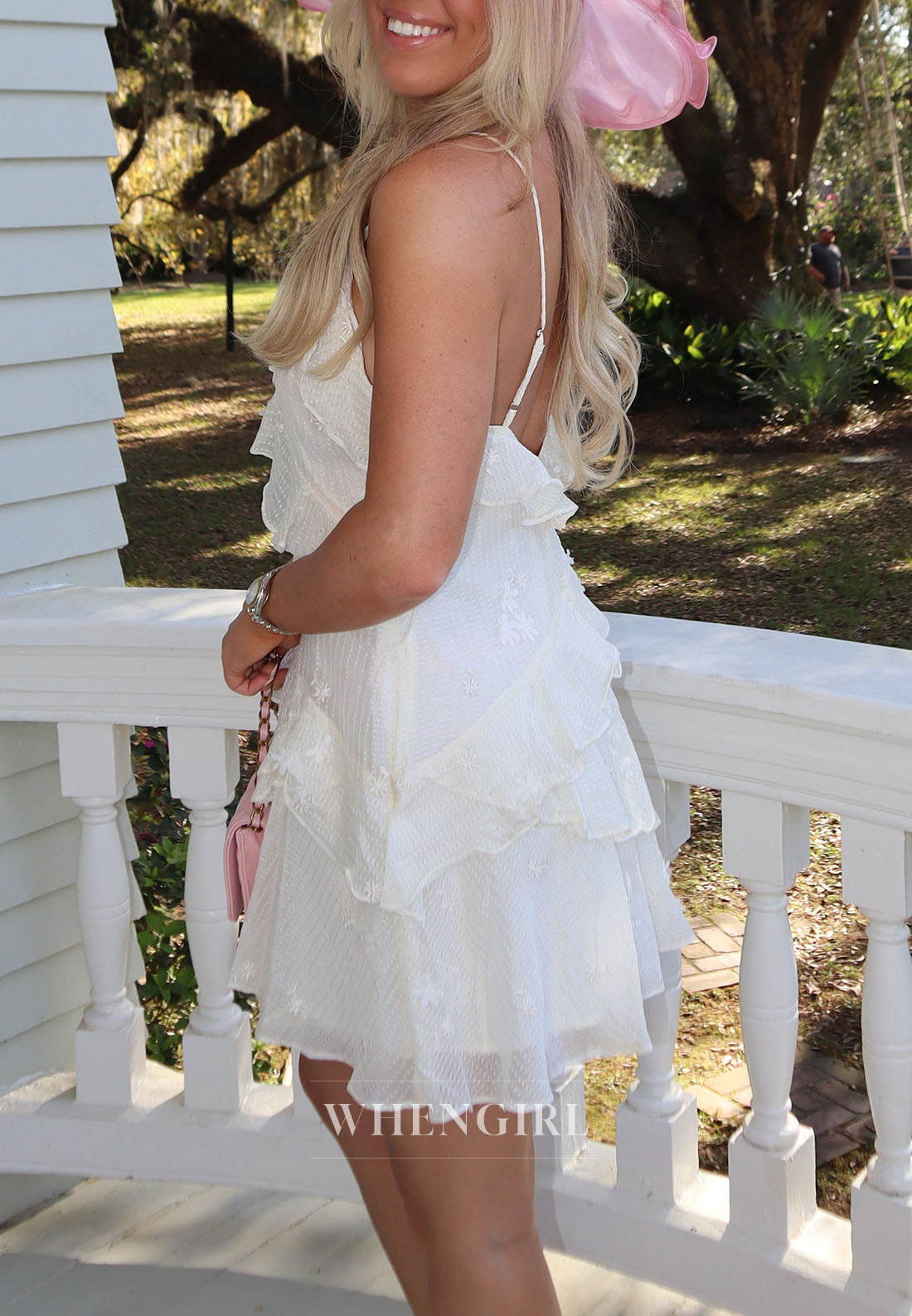 Tiered Ruffle Mini Dress with Embroidered Texture
