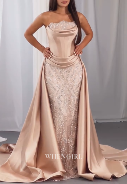Strapless Corset Evening Gown with Overskirt