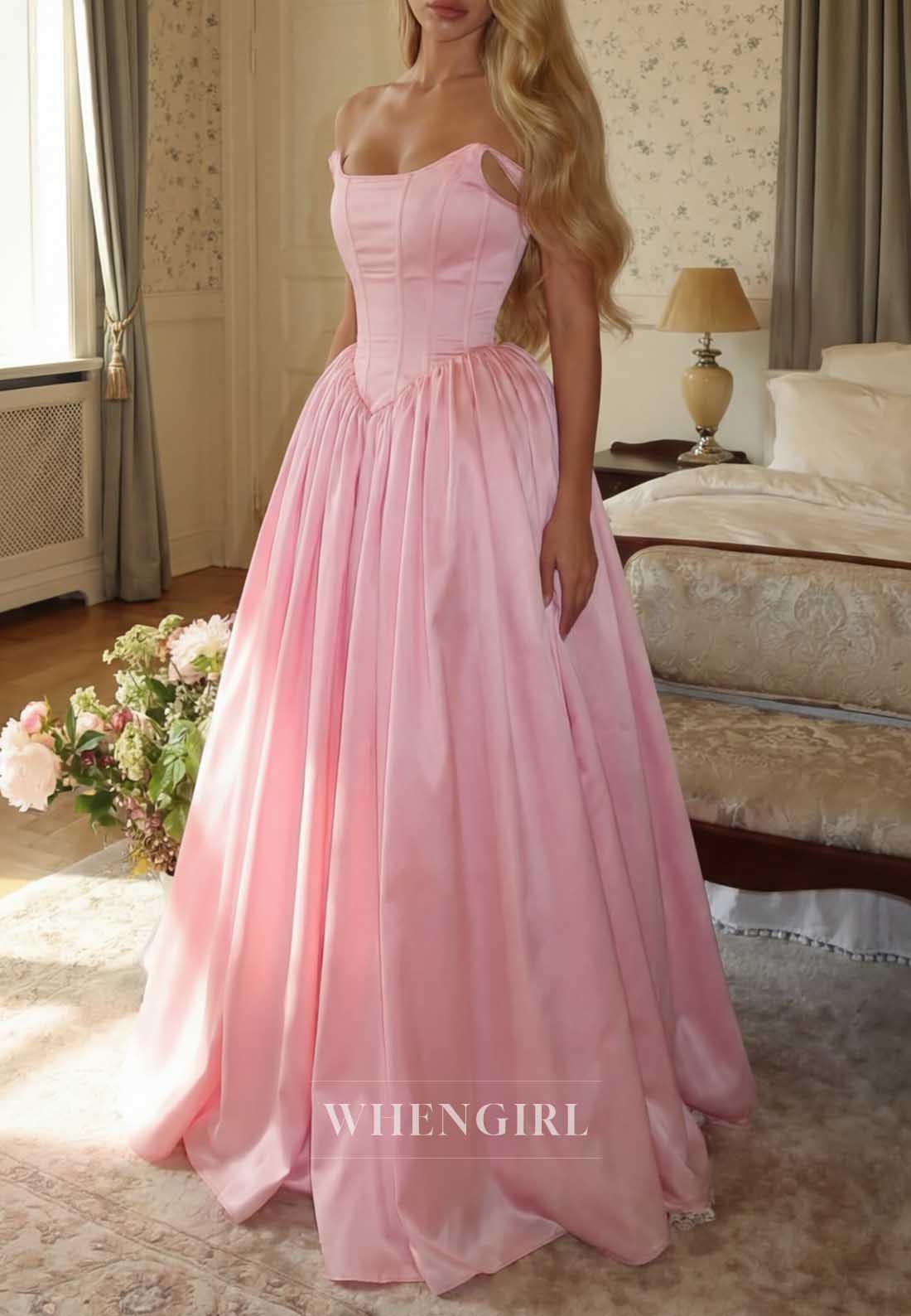 Satin Corset A-Line Ball Gown with Lace Hem