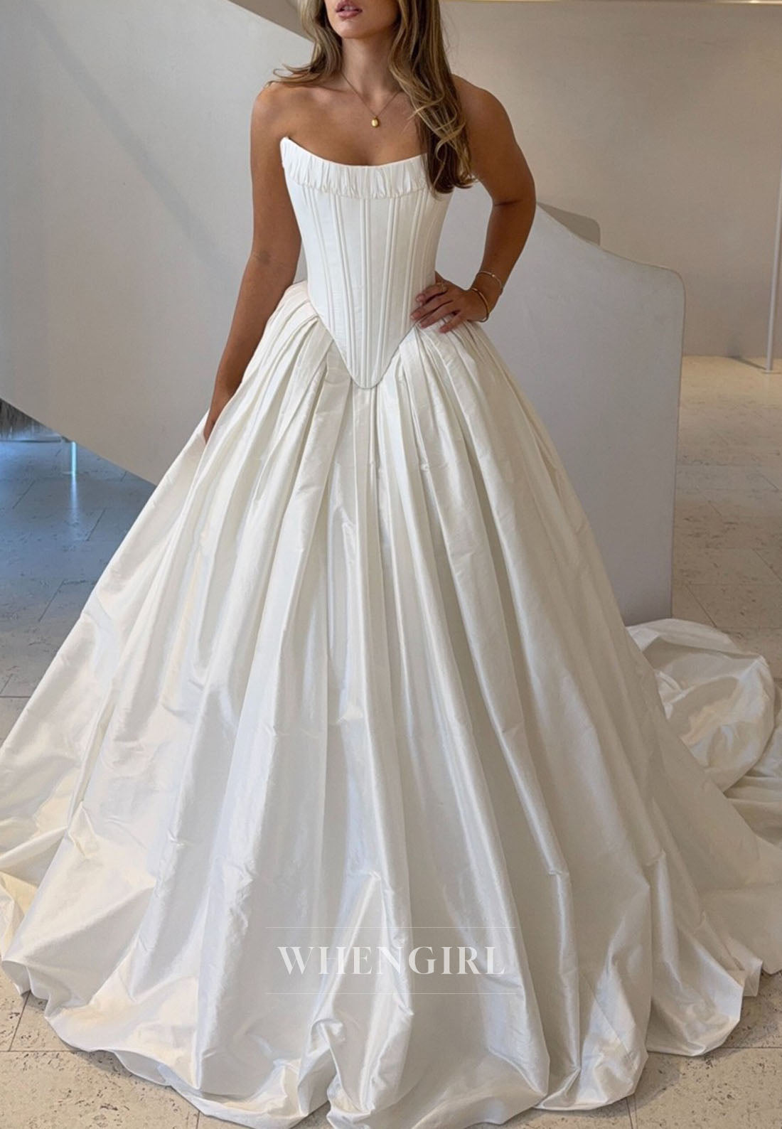 Off-The-Shoulder Corset Ball Gown Wedding Dress