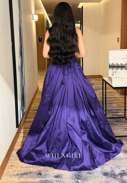 Strapless Basqued Bodice Pleated Ball Gown