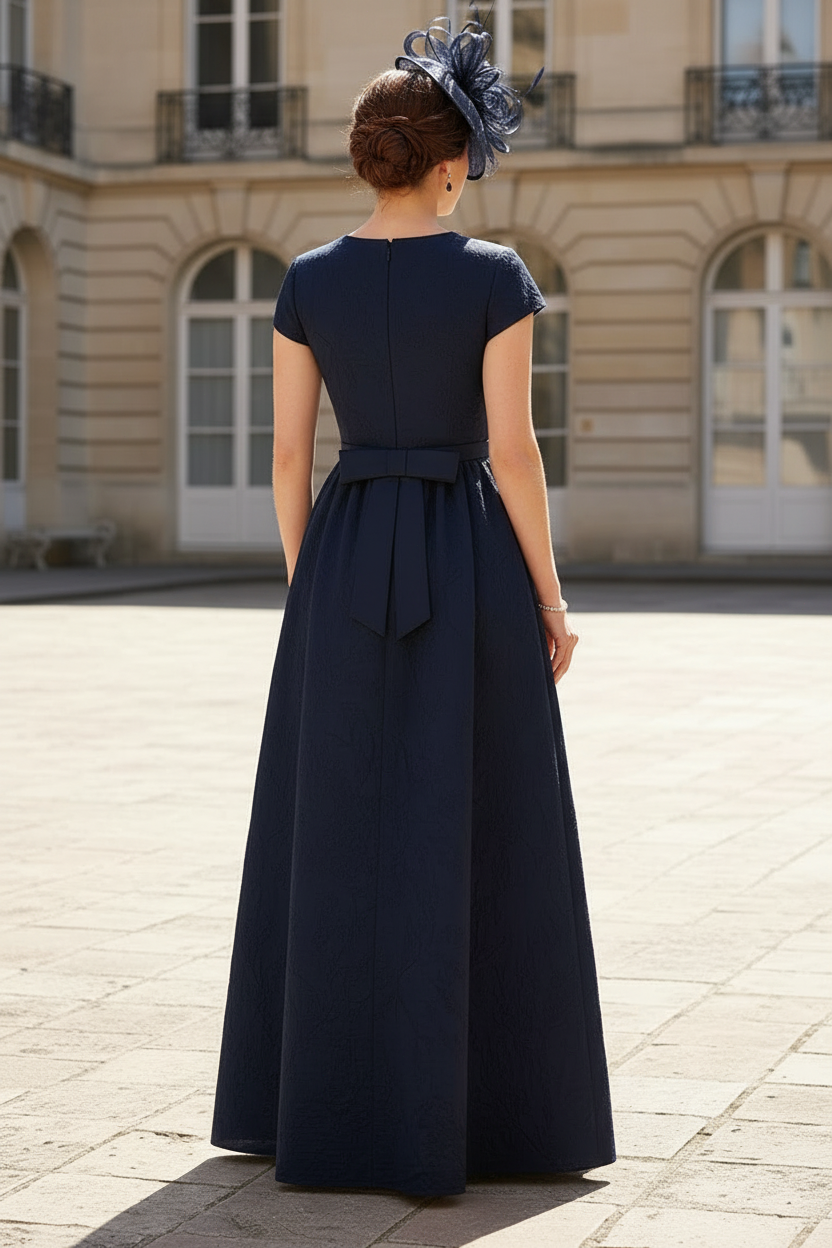 Elegant A-Line Jacquard Evening Gown with Pockets